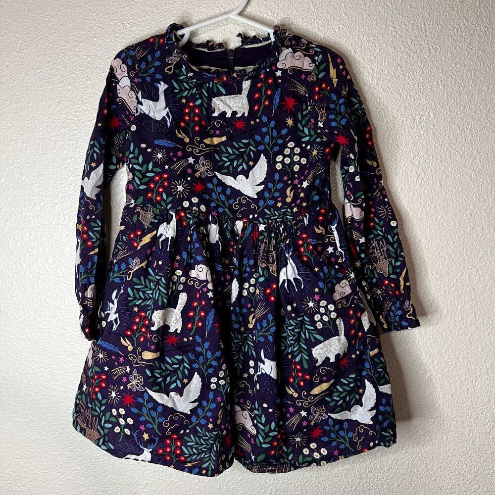Mini Boden X Harry Potter Purple Forbidden Forest dress GIRLS 4-5Y